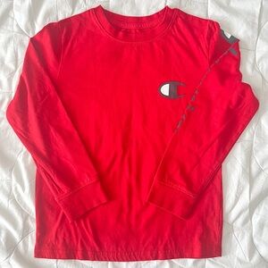 Champion Boys Script Logo Long Sleeve - Red, Size S